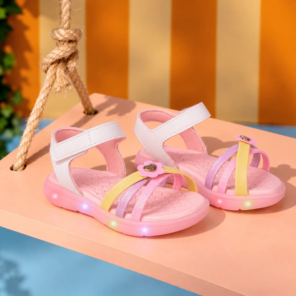 Sandália Infantil Menina Kidy Pisca Pisca Rosa com Glitter Luz E Led - Kidy Calçados -