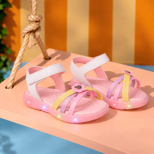 Sandália Infantil Menina Kidy Pisca Pisca Rosa com Glitter Luz E Led - Kidy Calçados -