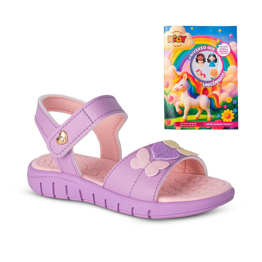 Sandália Infantil Menina Kidy Toys Lilás Delicada + Livro - Kidy Calçados - Sandália e Papete