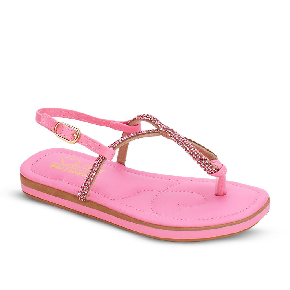 Sandália Infantil Menina Rasteira Kidy Flat Rosa Conforto Verão - Kidy Calçados -