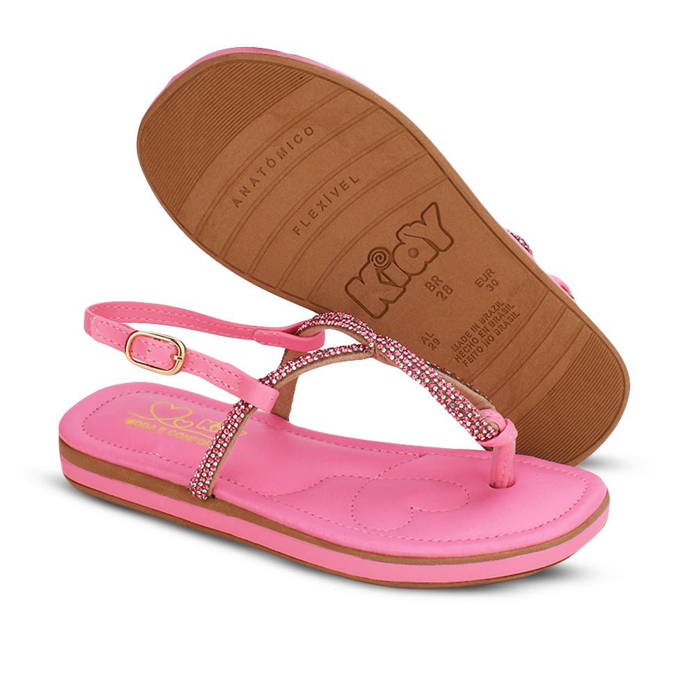 Sandália Infantil Menina Rasteira Kidy Flat Rosa Conforto Verão - Kidy Calçados -