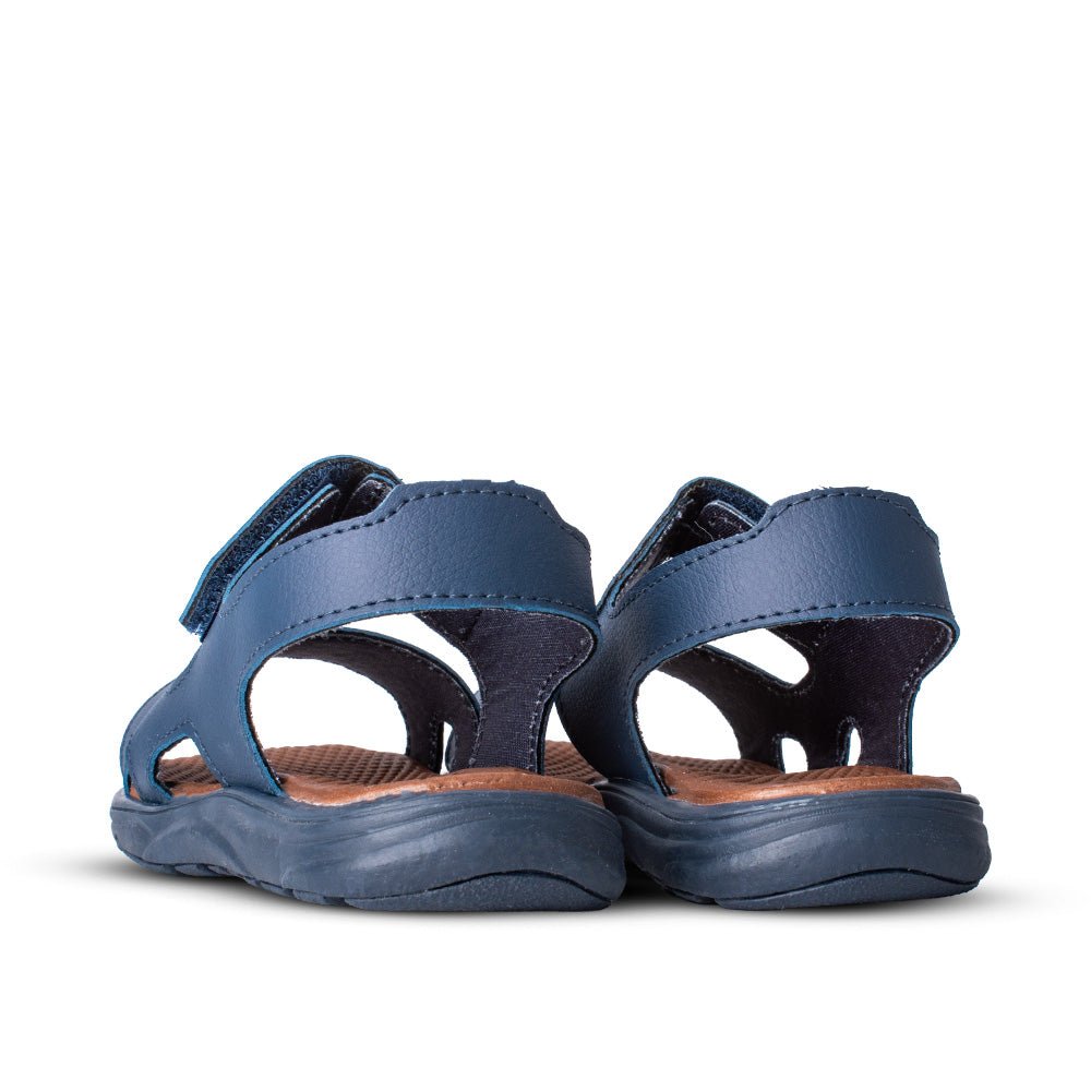 Sandália Infantil Menino Kidy Comfort Marinho e Caramelo com Velcro Leve e Prática - Kidy Calçados - 