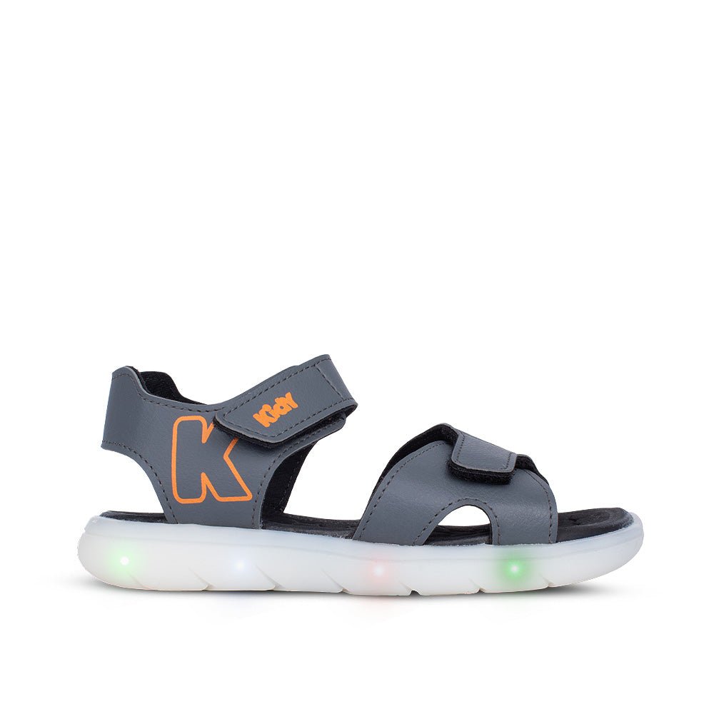 Sandália Infantil Menino Kidy Flex Light Grafite Pisca Pisca Com Velcro - Kidy Calçados - 