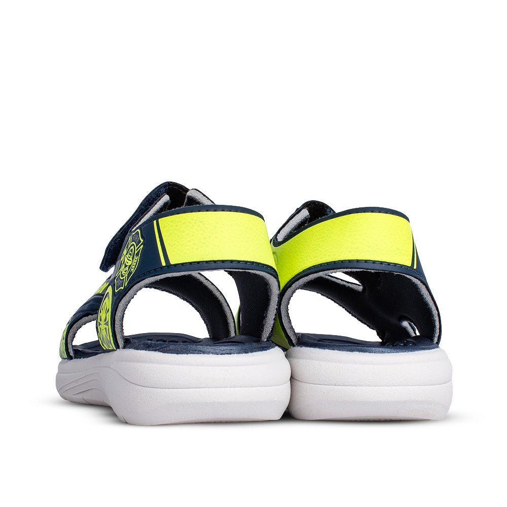 Sandália Infantil Menino Kidy Fly Baby Marinho Grafite e Amarelo Neon Brinde Carrinho - Kidy Calçados - 