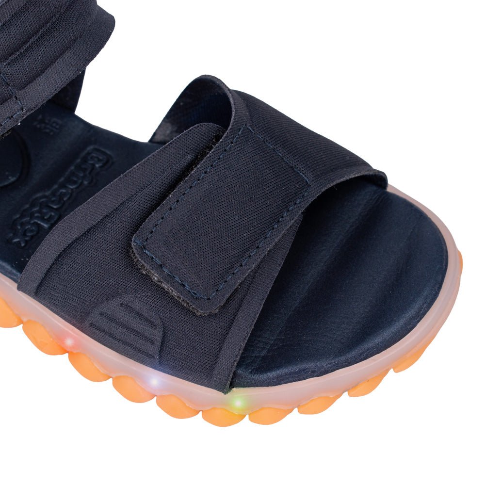 Sandália Infantil Menino Kidy Pisca Pisca Marinho Laranja Luz E Led - Kidy Calçados -