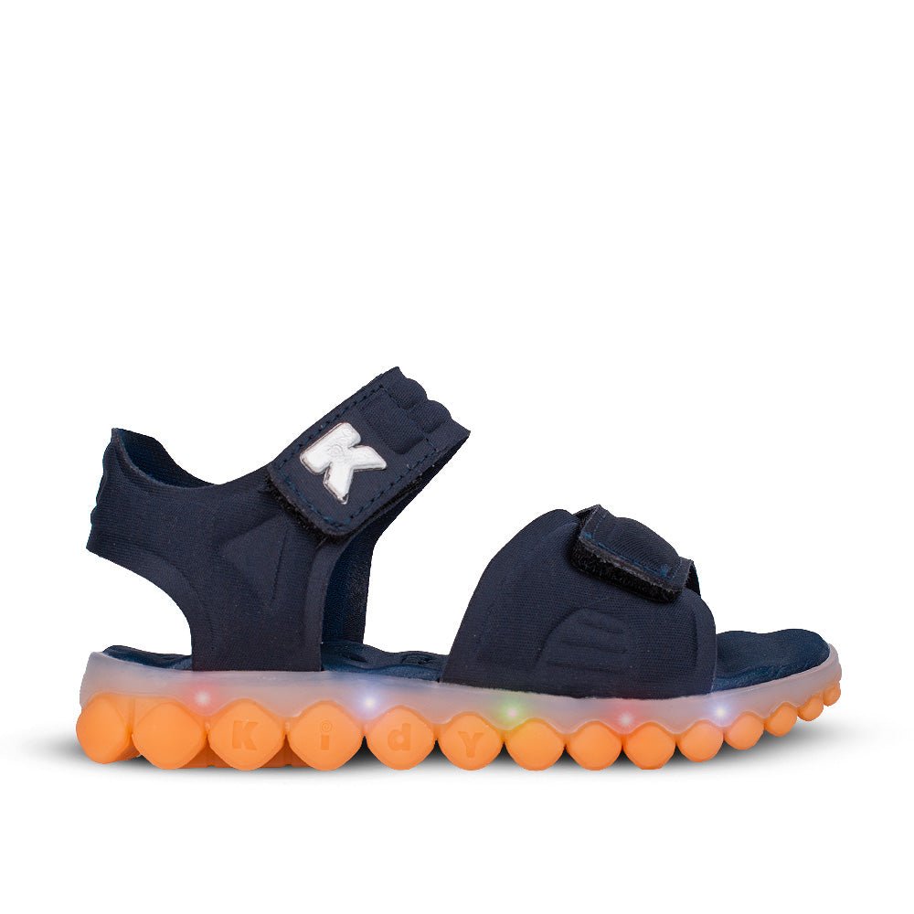 Sandália Infantil Menino Kidy Pisca Pisca Marinho Laranja Luz E Led - Kidy Calçados -