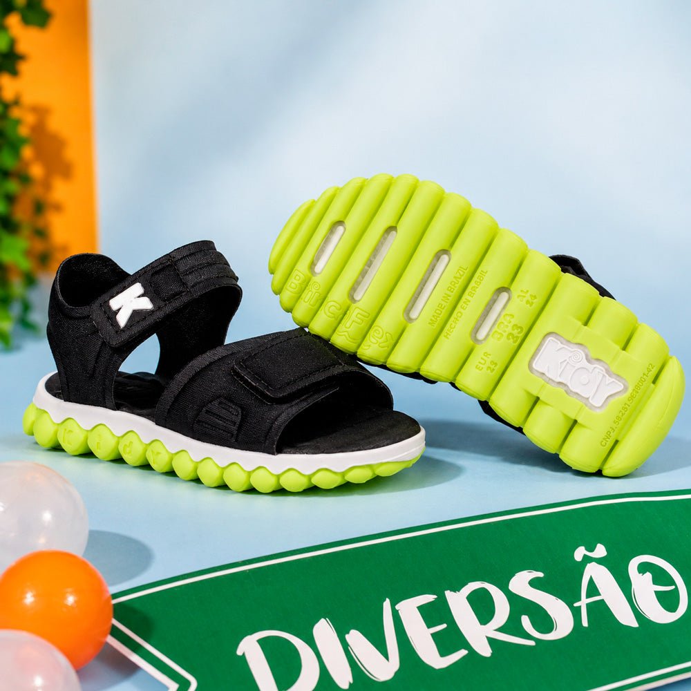 Sandália Infantil Menino Kidy Preta Brinca Flex Flexível - Kidy Calçados -