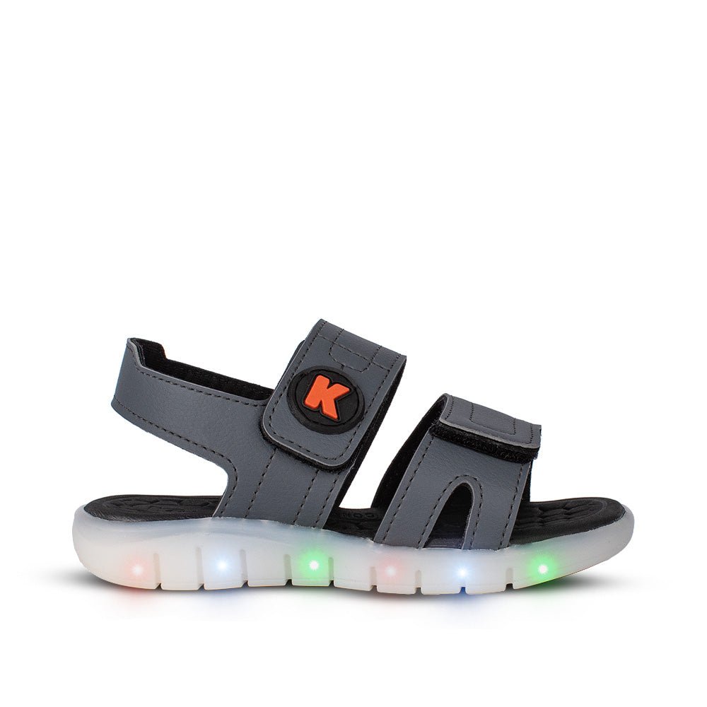 Sandália Infantil Menino Kidy Wave Light com LED Grafite Preto Pisca Pisca - Kidy Calçados - 