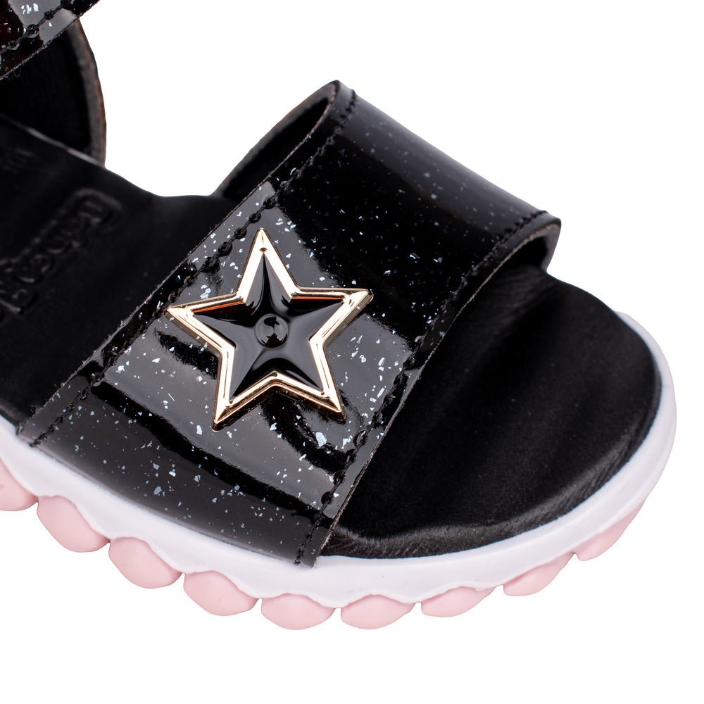 SANDALIA KIDY BRINCA FLEX PRETO/ROSA - Kidy Calçados -