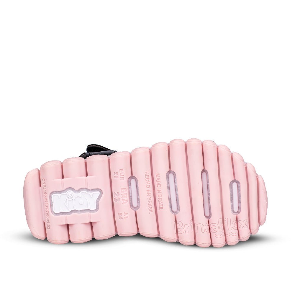 SANDALIA KIDY BRINCA FLEX PRETO/ROSA - Kidy Calçados -