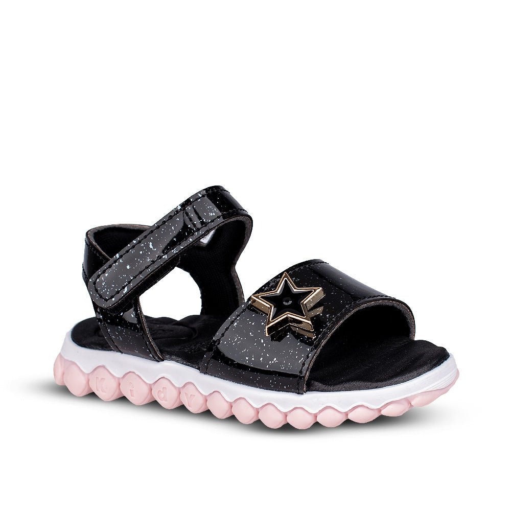 SANDALIA KIDY BRINCA FLEX PRETO/ROSA - Kidy Calçados -