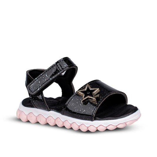 SANDALIA KIDY BRINCA FLEX PRETO/ROSA - Kidy Calçados -