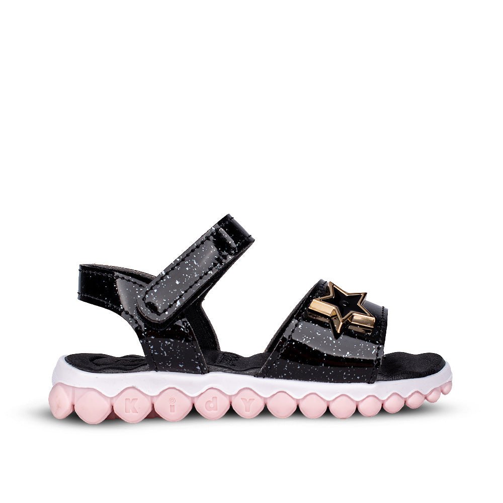 SANDALIA KIDY BRINCA FLEX PRETO/ROSA - Kidy Calçados -