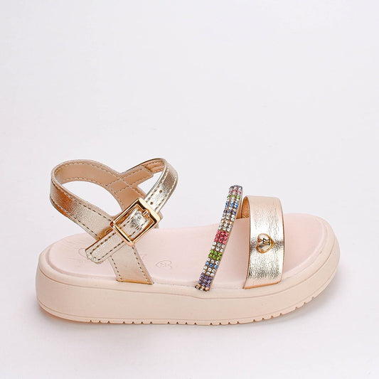 Sandália Kidy Mini Flat Form Ouro Infantil - Kidy Calçados - 