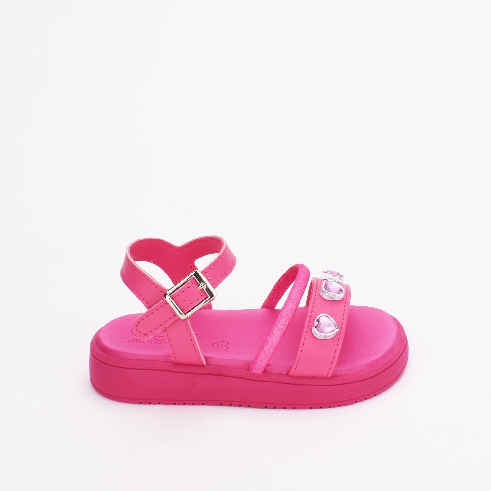 Sandália Menina Infantil Kidy Mini Flat Form Branco e Rosa - Kidy Calçados - 