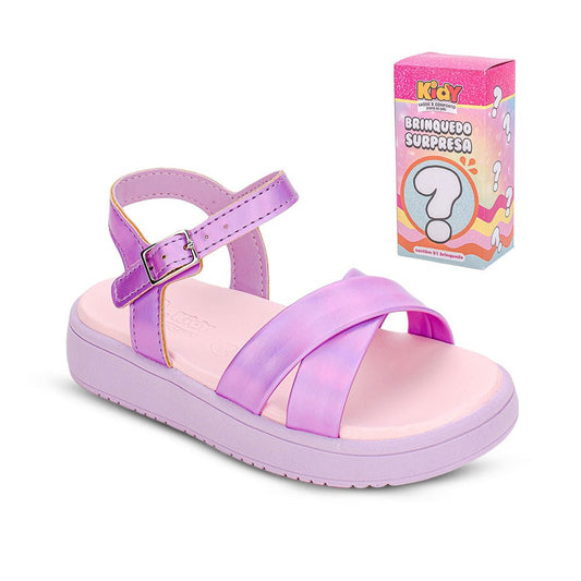 Sandália Menina Infantil Kidy Mini Flatform Com Brinquedo Surpresa Lilás - Kidy Calçados -