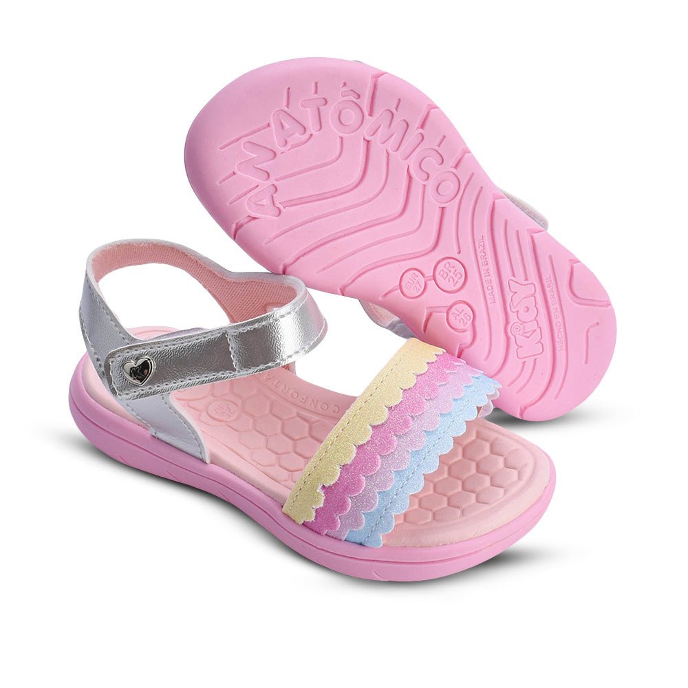 Sandália Menina Infantil Kidy Toys Baby Prata Colorido - Kidy Calçados - Sandália e Papete