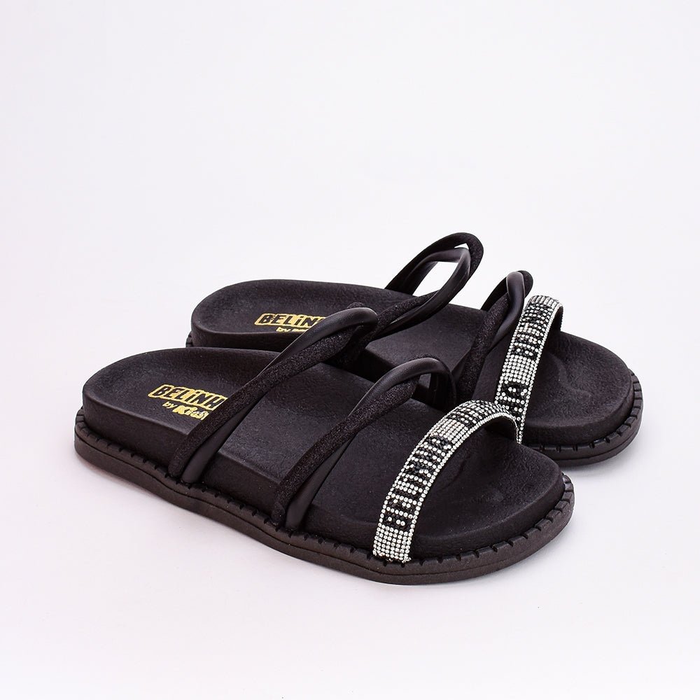 Sandália Menina Papete Birken Infantil Fashion Belinha Preto - Kidy Calçados - Sandália e Papete
