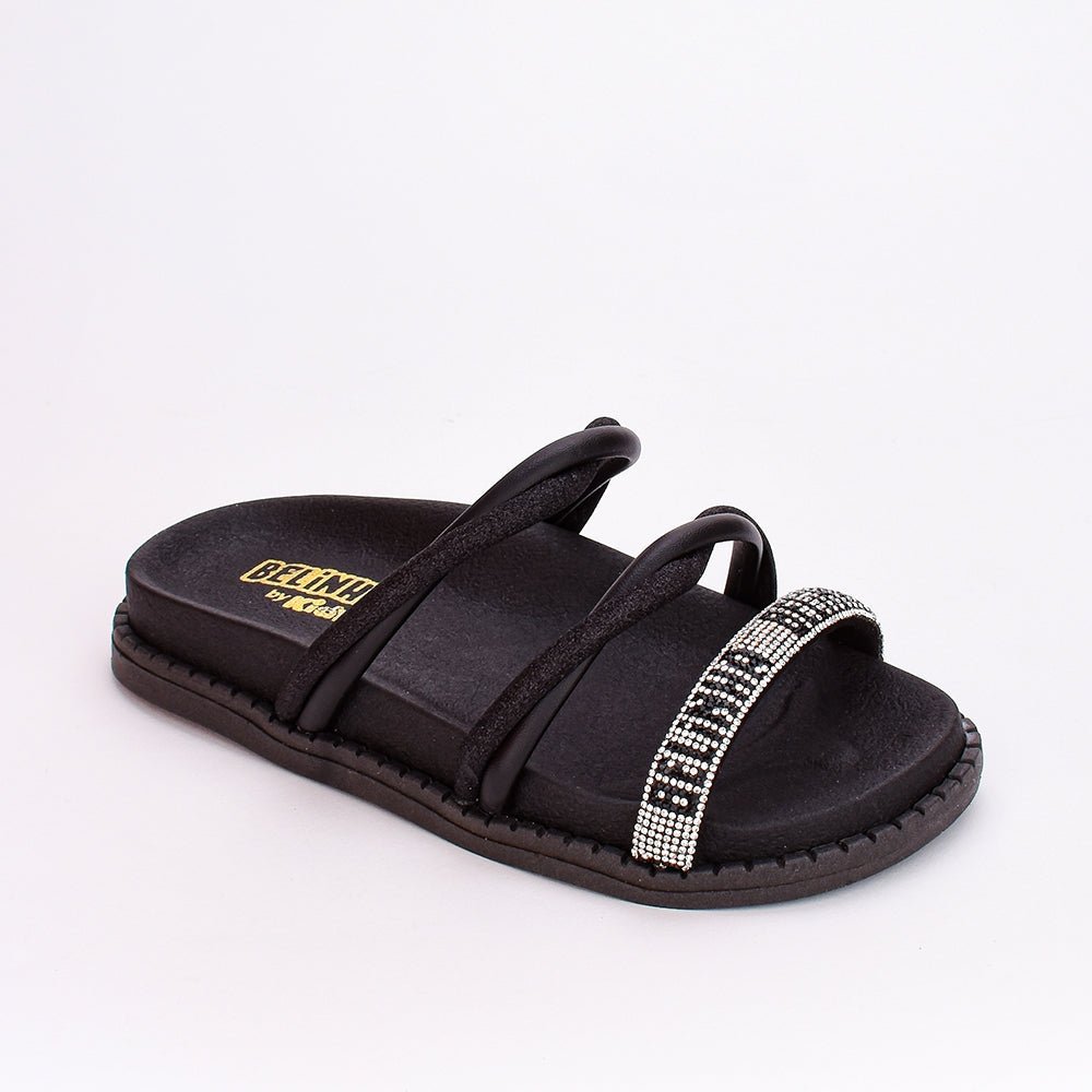 Sandália Menina Papete Birken Infantil Fashion Belinha Preto - Kidy Calçados - Sandália e Papete