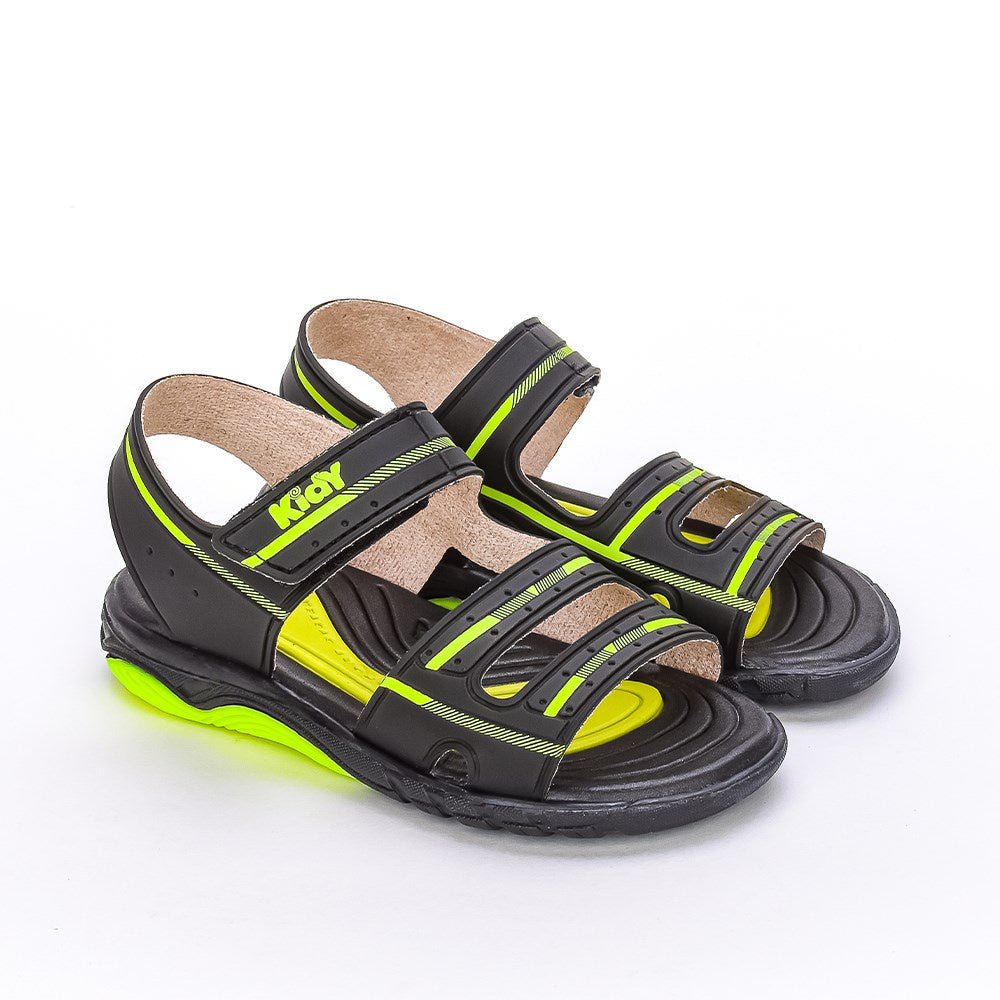 Sandália Menino Infantil Kidy Toys Preto e Amarelo Neon - Kidy Calçados - Sandália e Papete