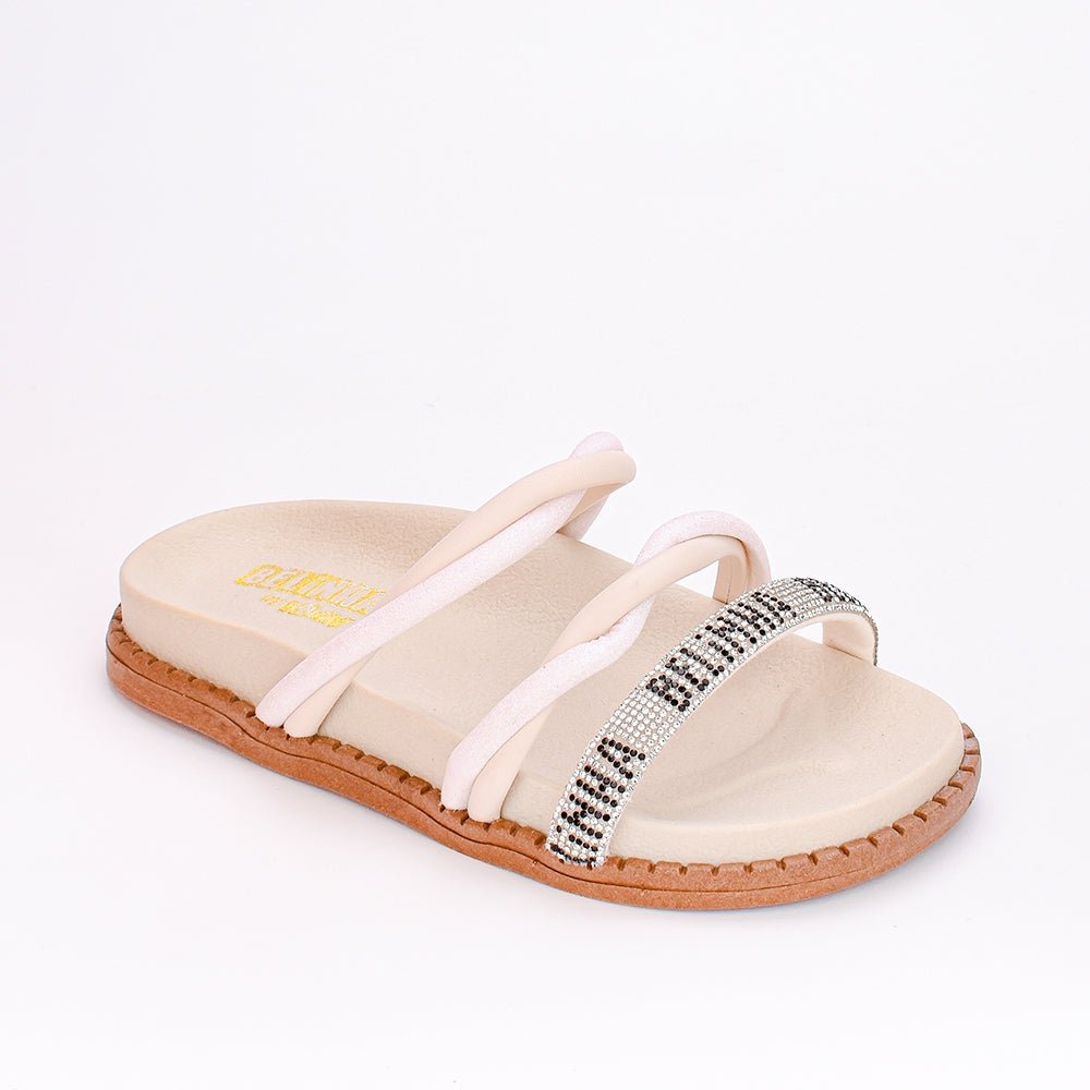 Sandália Papete Infantil Menina Kidy Fashion Marfim - Kidy Calçados - Sandália e Papete