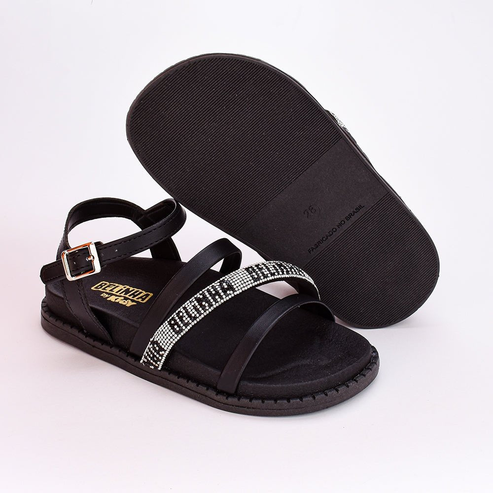 Sandália Papete Infantil Menina Kidy Fashion Preto Belinha - Kidy Calçados - Sandália e Papete