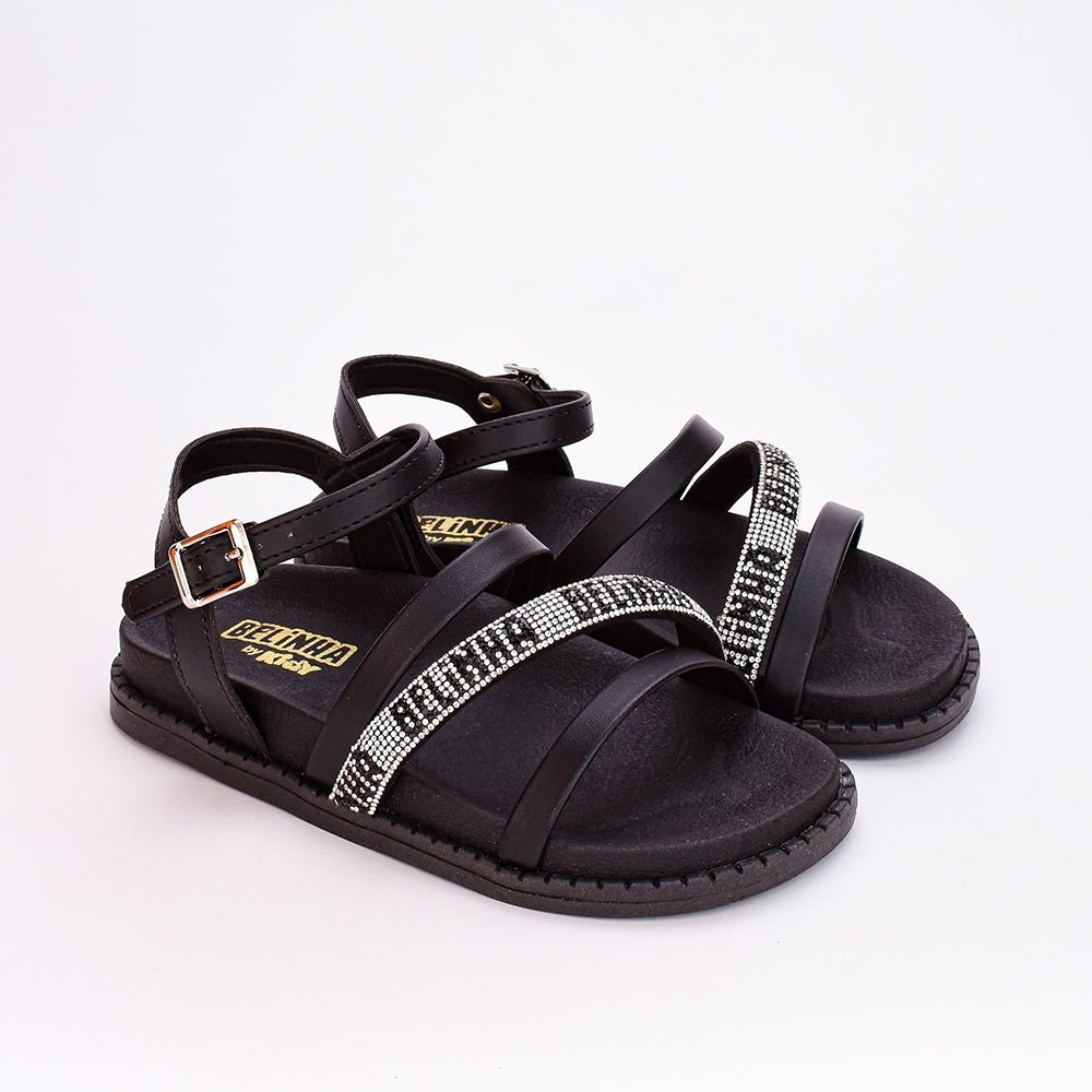 Sandália Papete Infantil Menina Kidy Fashion Preto Belinha - Kidy Calçados - Sandália e Papete