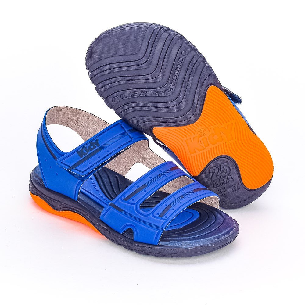 SANDÁLIA PAPETE MENINO KIDY TOYS AZUL/LARANJA - Kidy Calçados - Sandália e Papete