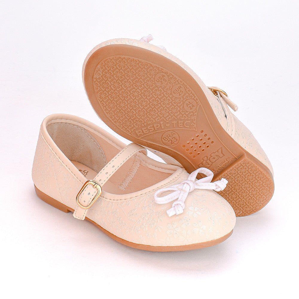 Sapatilha Bailarina Infantil Kidy Soft Laço Florida Marfim - Kidy Calçados - Sapatilha