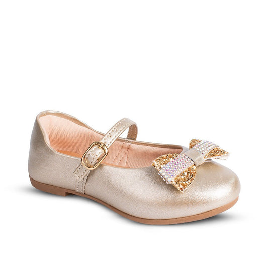 Sapatilha Infantil Menina Kidy Casual Laço Dourado Strass Brilho - Kidy Calçados -
