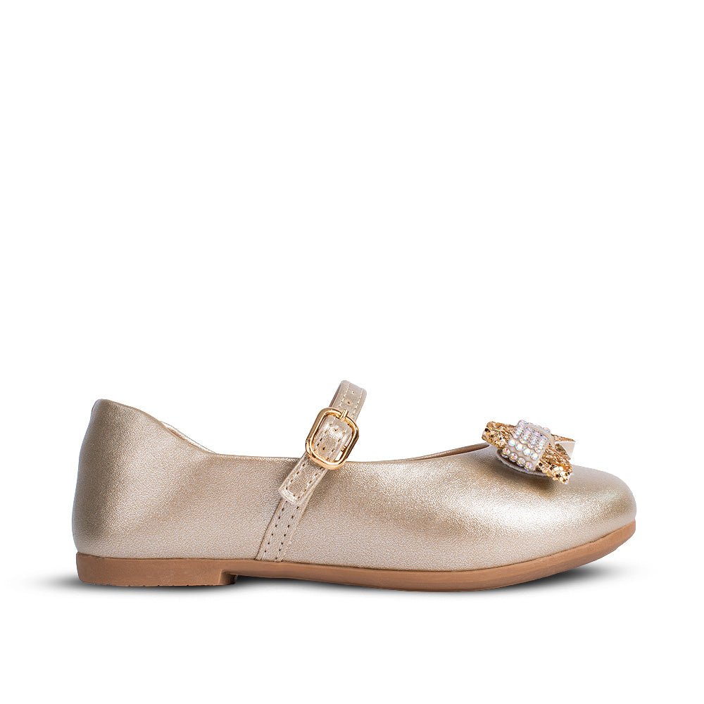Sapatilha Infantil Menina Kidy Casual Laço Dourado Strass Brilho - Kidy Calçados -