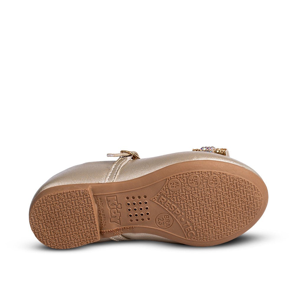 Sapatilha Infantil Menina Kidy Casual Laço Dourado Strass Brilho - Kidy Calçados -