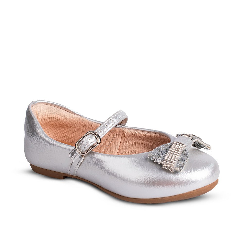 Sapatilha Infantil Menina Kidy Casual Prata com Laço de Strass - Kidy Calçados -