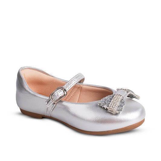 Sapatilha Infantil Menina Kidy Casual Prata com Laço de Strass - Kidy Calçados -