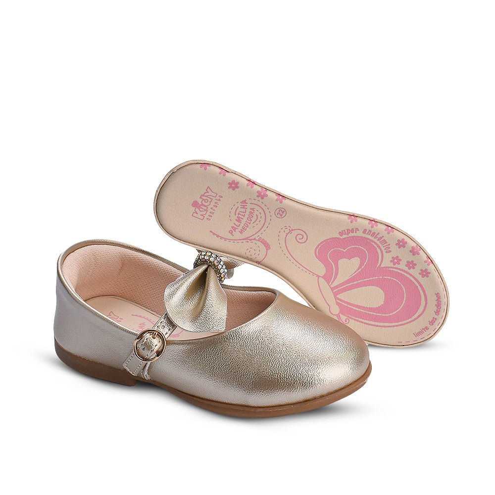 Sapatilha Menina Infantil Kidy Bebê Ouro com Strass - Kidy Calçados - Sapatilha