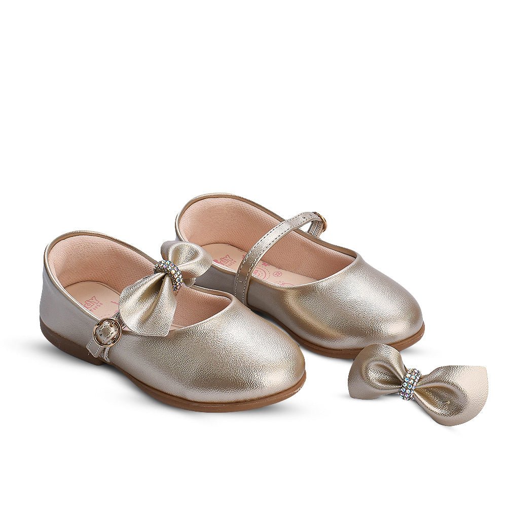 Sapatilha Menina Infantil Kidy Bebê Ouro com Strass - Kidy Calçados - Sapatilha