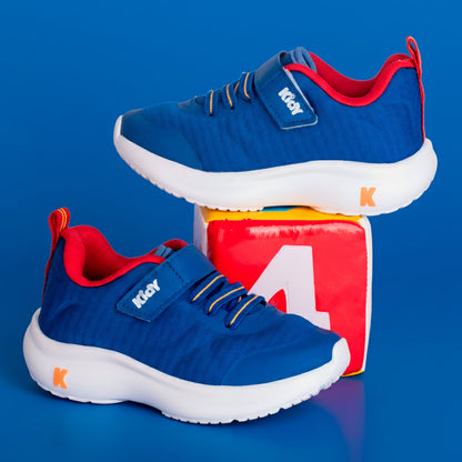 Tênis Infantil Menino Kidy Nuvem Azul Royal Amarelo e Vermelho