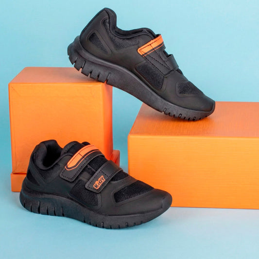 Tênis Infantil Menino Kidy Ultra Flex Preto e Laranja Neon