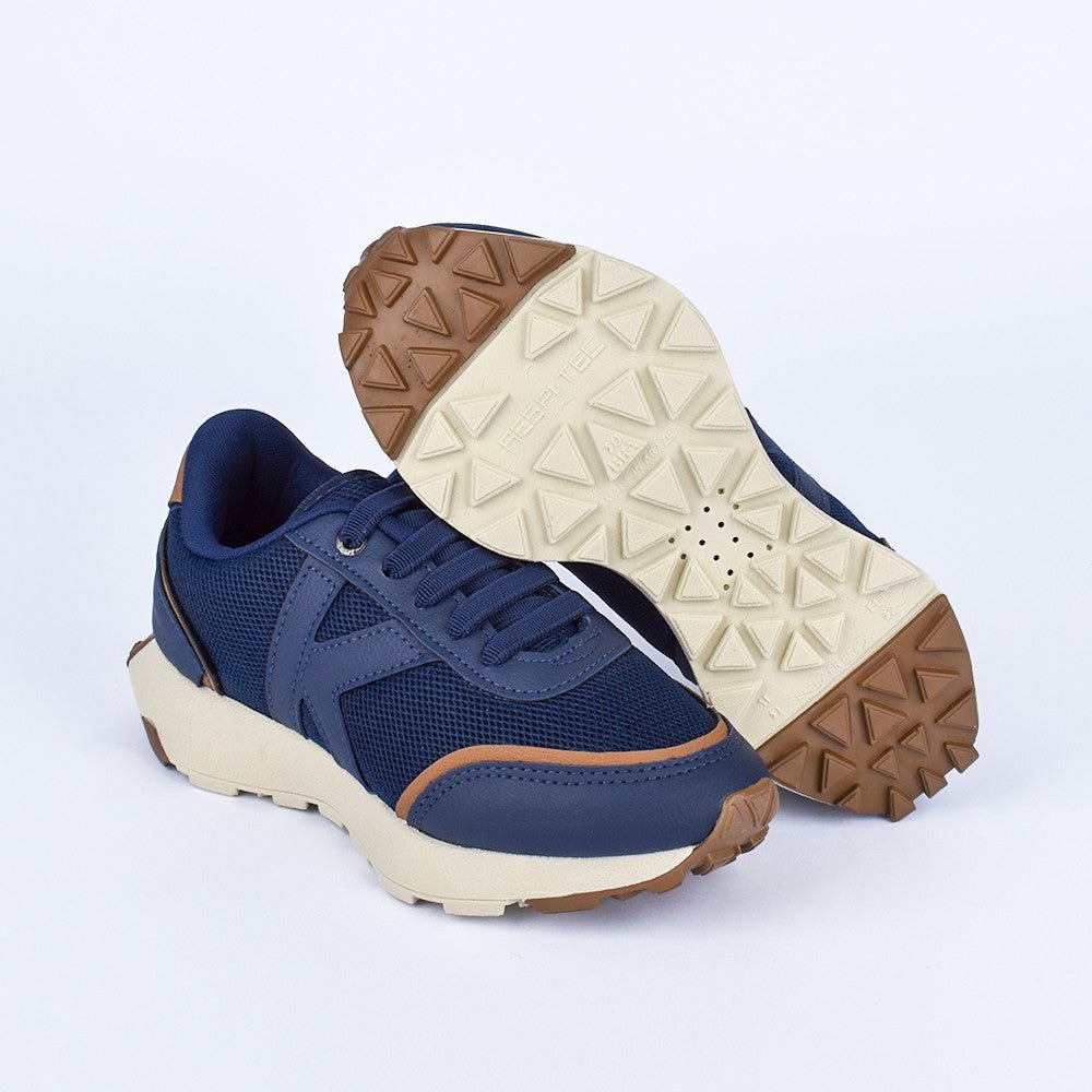 TENIS CASUAL MENINO K360 JOGGER MARINHO/CARAMELO - Kidy Calçados - Tênis