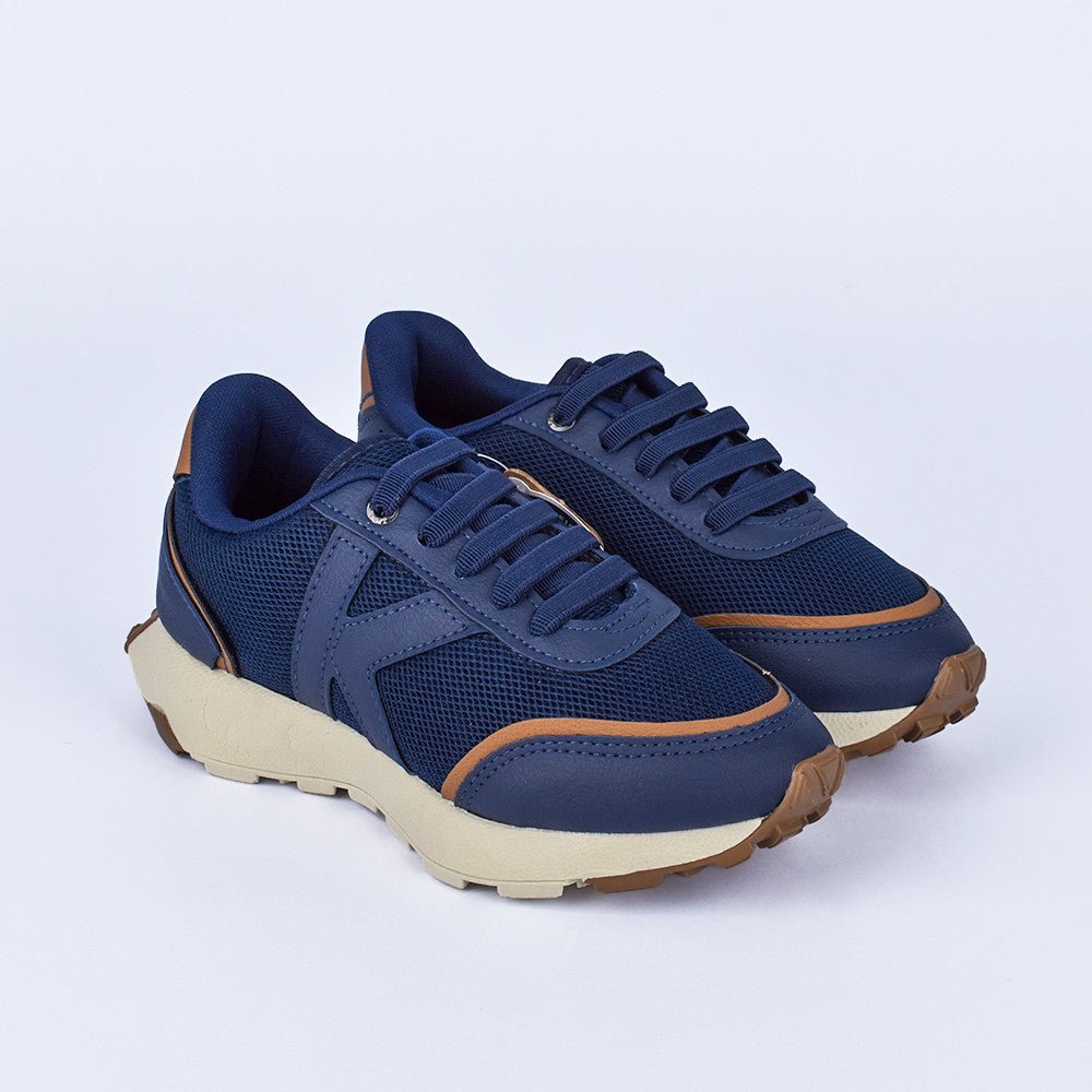TENIS CASUAL MENINO K360 JOGGER MARINHO/CARAMELO - Kidy Calçados - Tênis