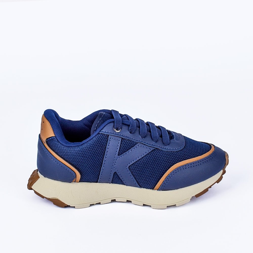 TENIS CASUAL MENINO K360 JOGGER MARINHO/CARAMELO - Kidy Calçados - Tênis