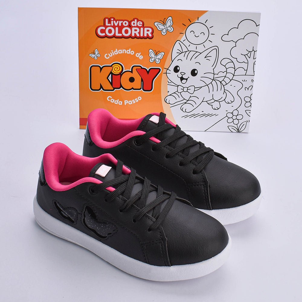 Tenis Hype Kidy Goods Preto + Livro de Colorir Kidy Goods - Kidy Calçados - Tênis