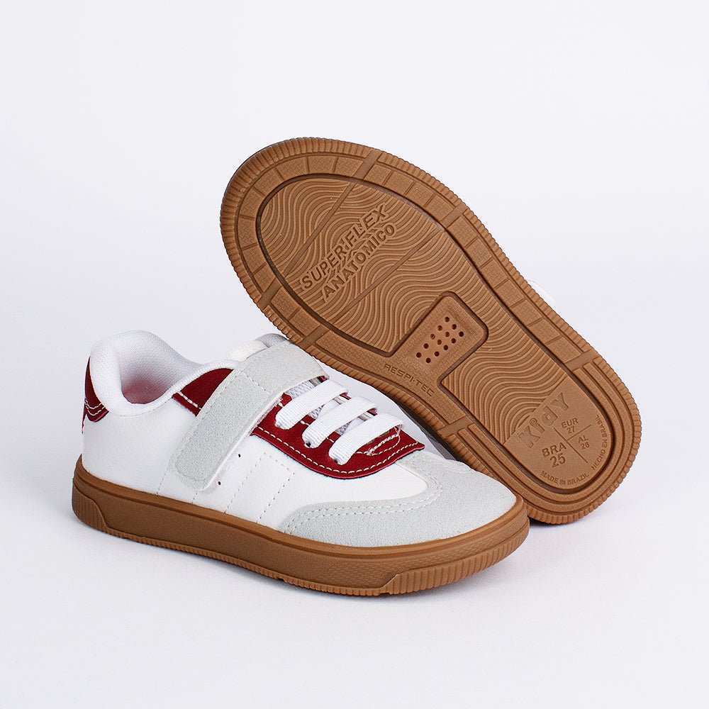 TENIS INFANTIL CASUAL MENINO KIDY ASTRAL BRANCO/CINZA/BORDÔ - Kidy Calçados - Tênis