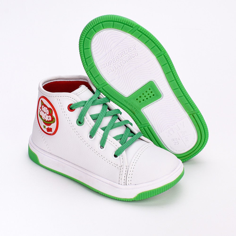 Tênis Infantil Kidy Astral Gato Galáctico Branco Verde - Kidy Calçados - Tênis