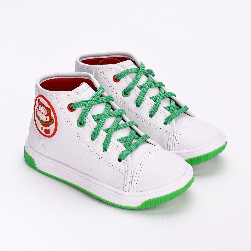 Tênis Infantil Kidy Astral Gato Galáctico Branco Verde - Kidy Calçados - Tênis
