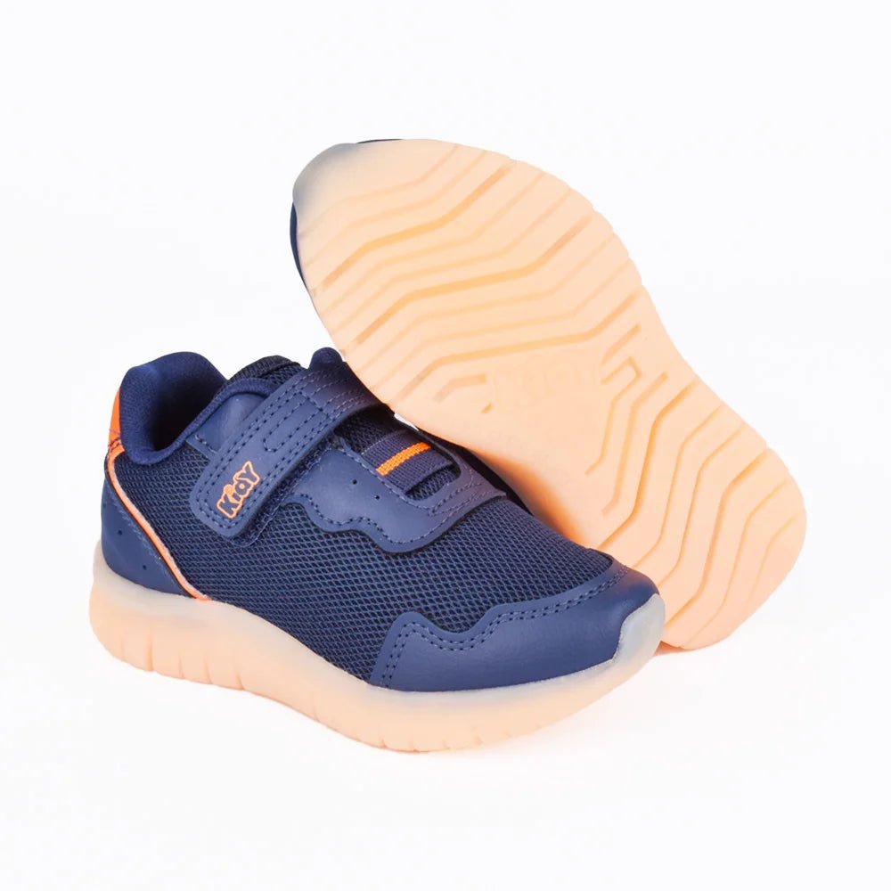 Tênis Infantil Kidy de Luz Light Fun Azul e Laranja - Resistente e Versátil - Kidy Calçados - Tênis