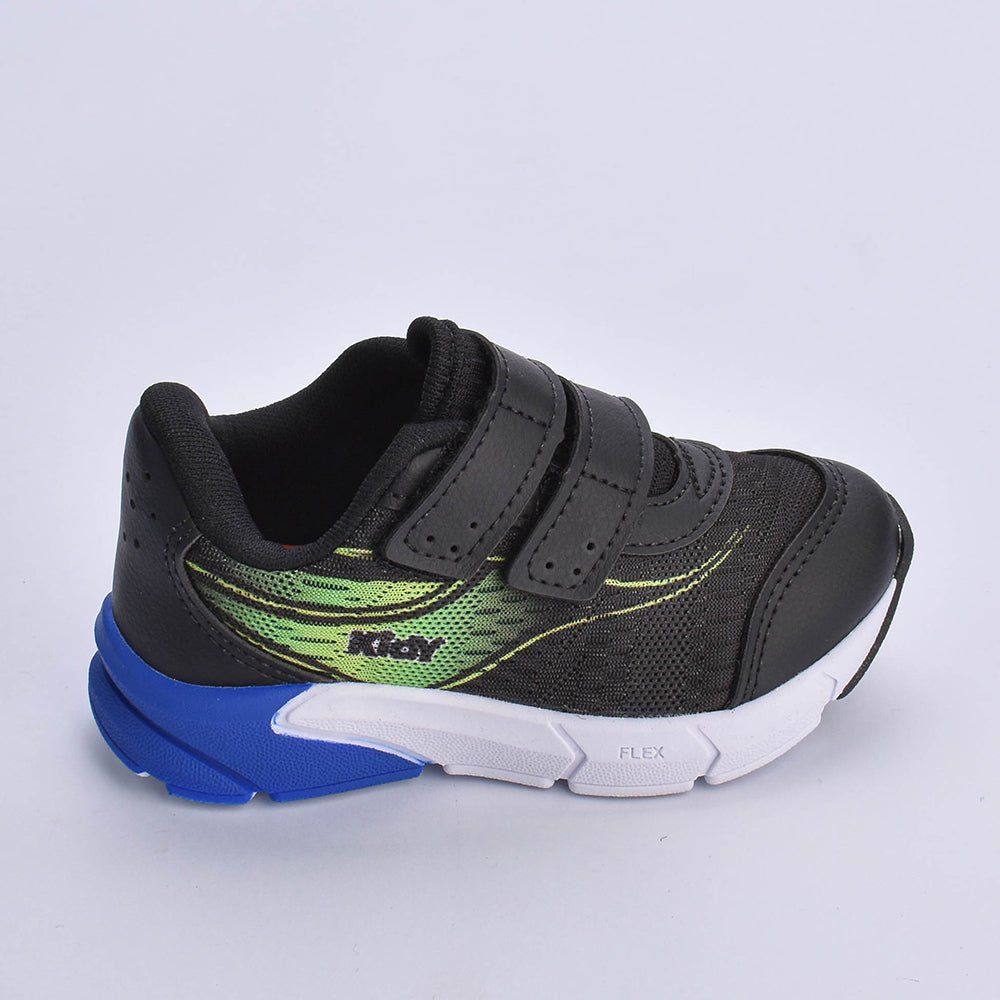 Tênis Infantil Kidy Energy Bebê Preto com Azul e Verde Neon - Confortável e com Tecnologia Respitec - Kidy Calçados - Tênis