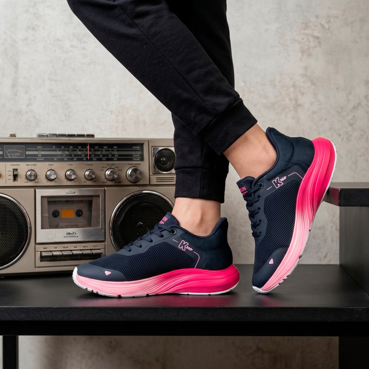 Tênis Infantil Menina K - 360 Kidy Super Leve Marinho Pink e Rosa Sola EVA e Cadarço - Kidy Calçados - 