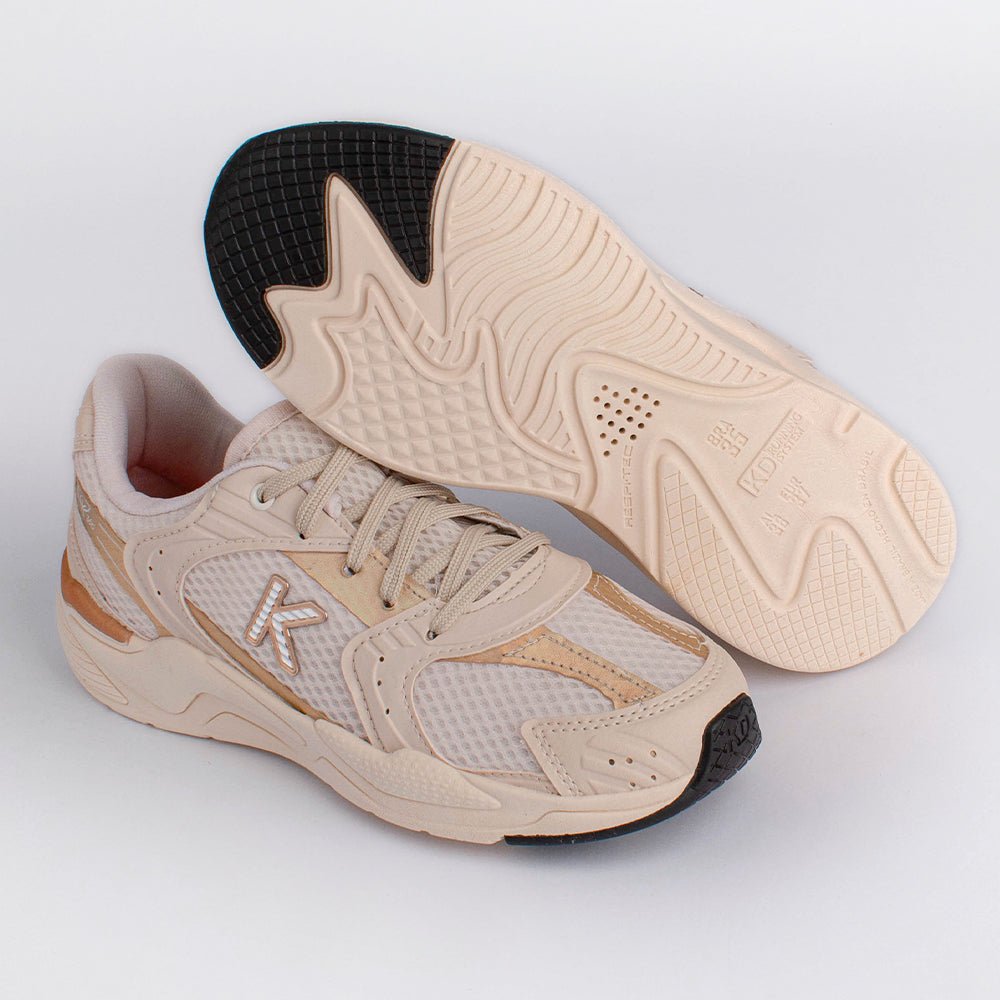 Tênis Infantil Menina K360 Kidy Retro Casual Marfim e Ouro - Kidy Calçados - 