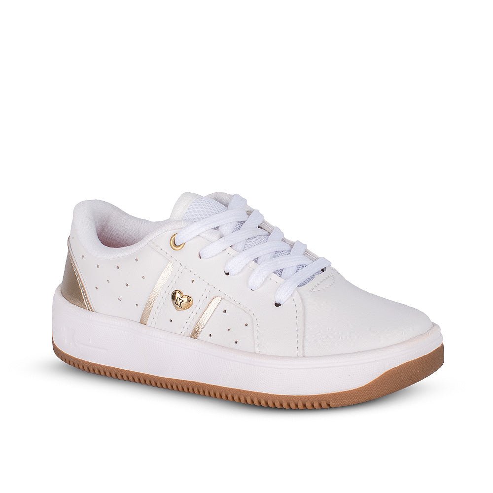 Tênis Infantil Menina K360 Nova York Branco Ouro - Kidy Calçados - Tênis
